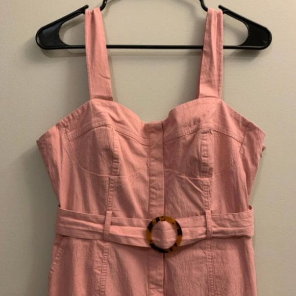 ZARA Pink Fitted Corset Cropped Flare Leg Jumpsuit with Belt - Picture 2 of 6